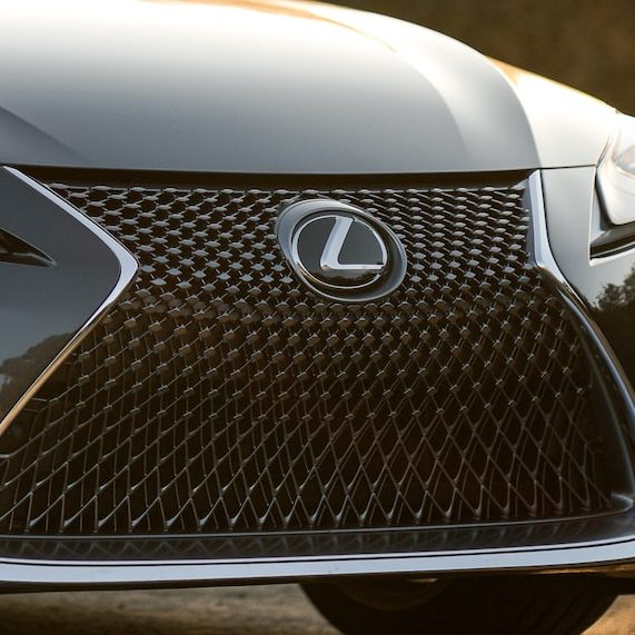 A close up of the front grill on a car